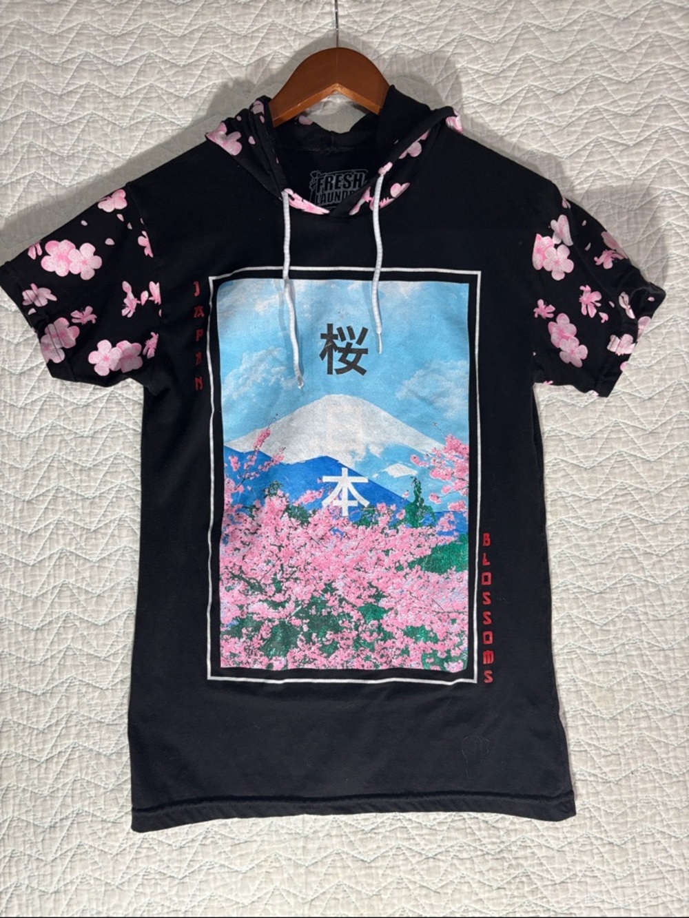 Fresh Laundry Black Sakura Scenic Short-Sleeve Hoodie